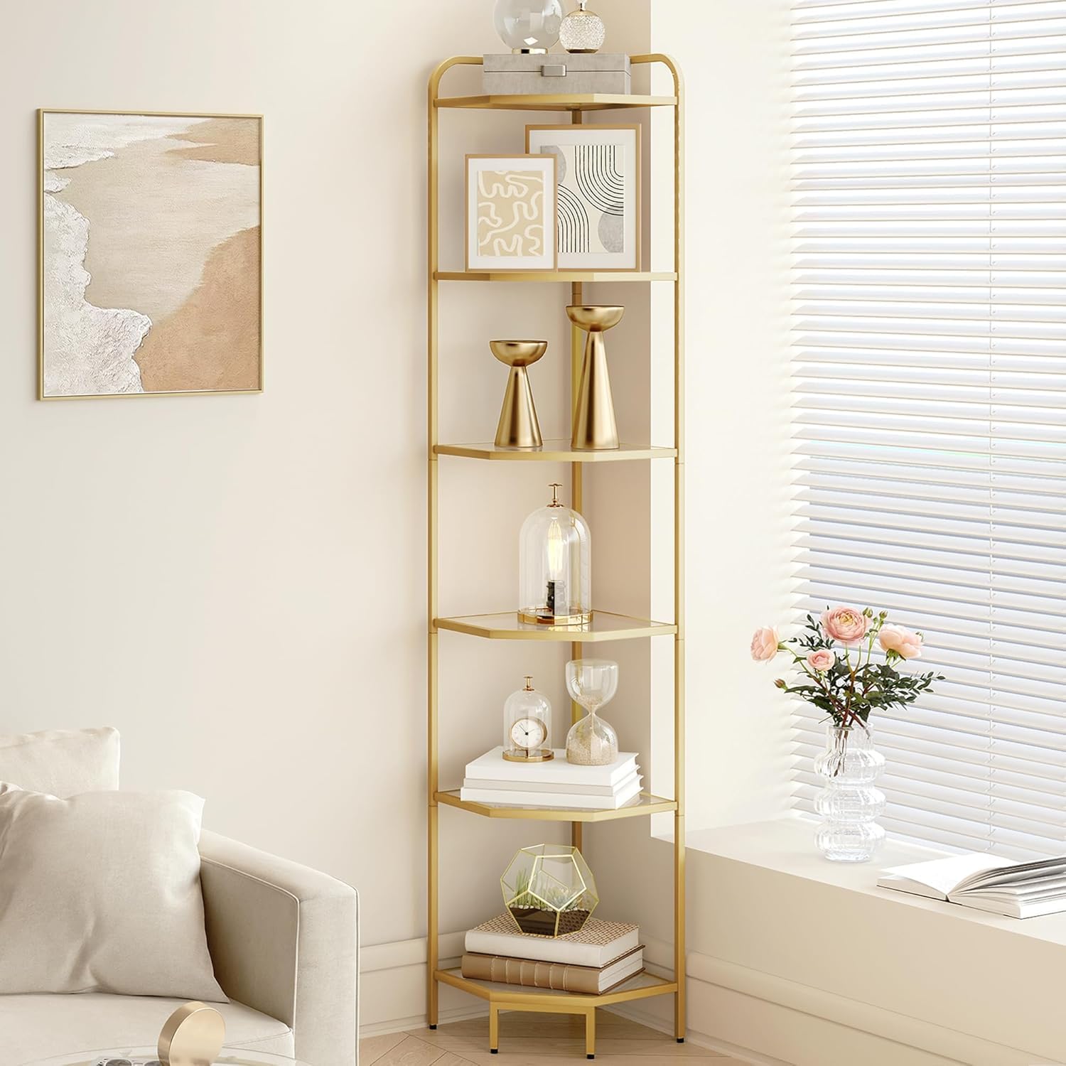 ❤️さ～6点❤️3段ラック他⭐87-110-188-190-191-193 Amazon.com: Hzuaneri Corner Shelf Stand, 6-Tier Glass Bookshelf